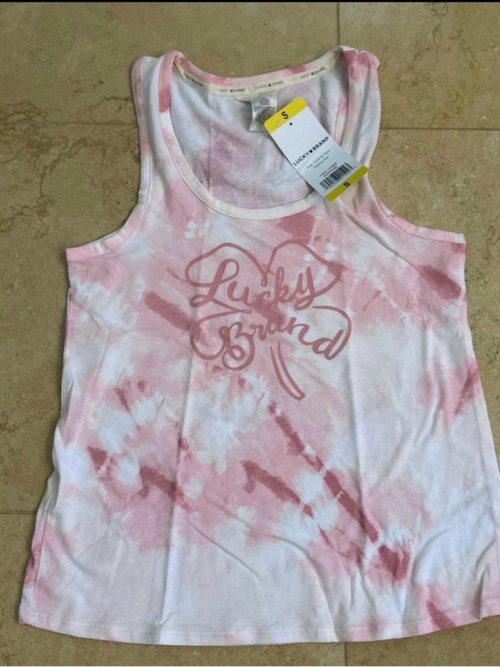 Lucky Brand Pink & White Tank Top - Size Small (NWT)